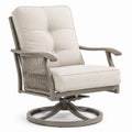 Silla giratoria de metal con cojines beige