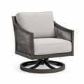 Silla giratoria de aluminio y tela gris