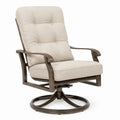 Silla giratoria de metal con tapizado en tela beige