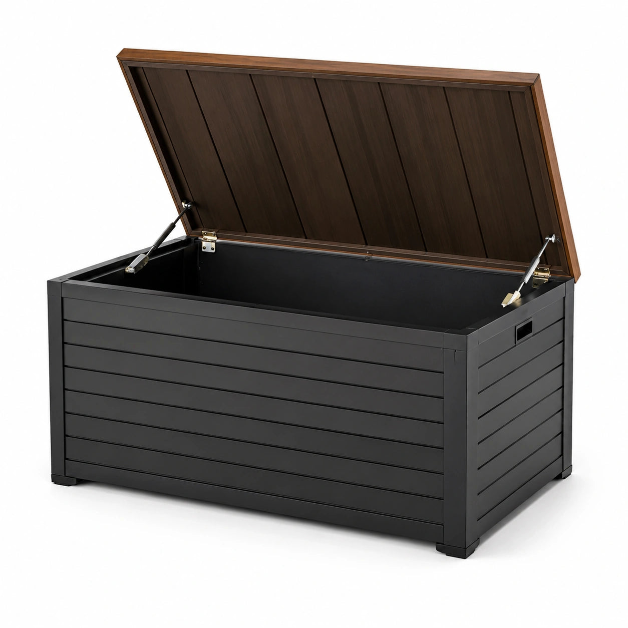 Caja de jardín negra con tapa de madera 120x45x60 cm