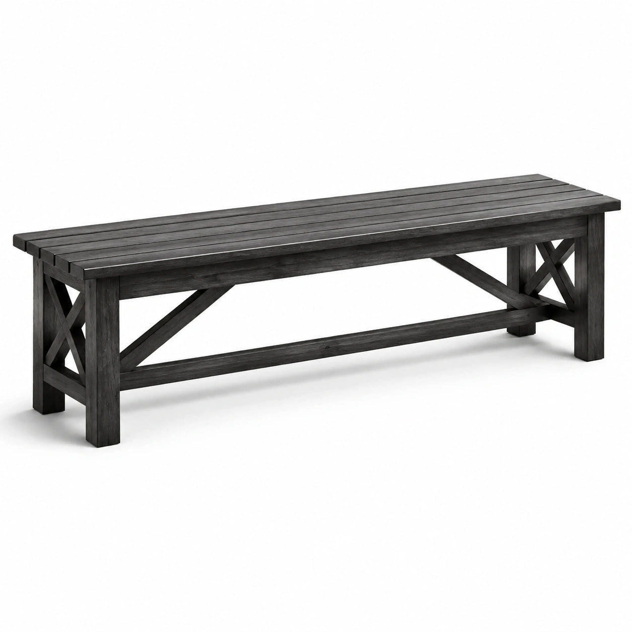 Banco de madera maciza de acacia gris 180x35x45 cm