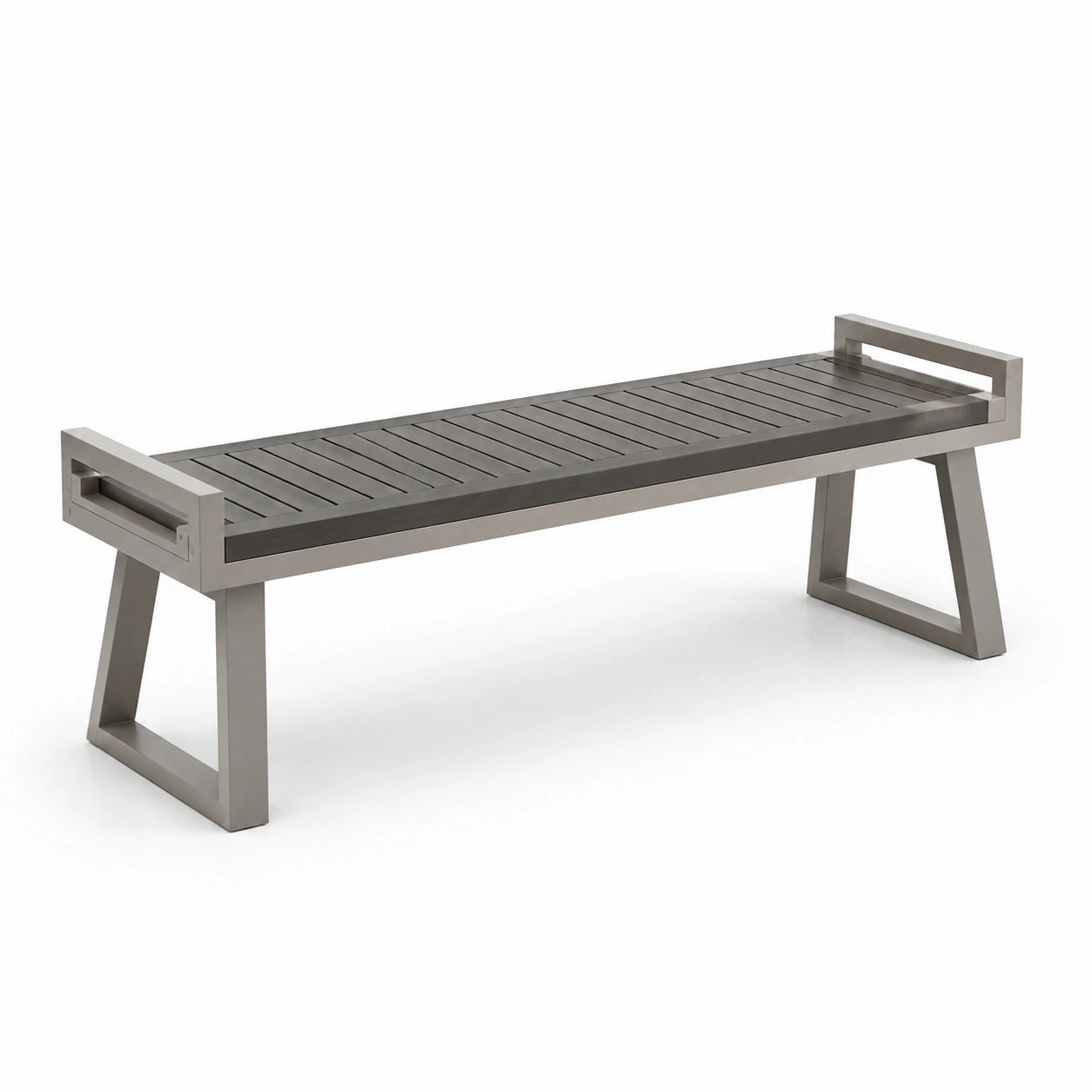 Banco de aluminio y madera sintética gris