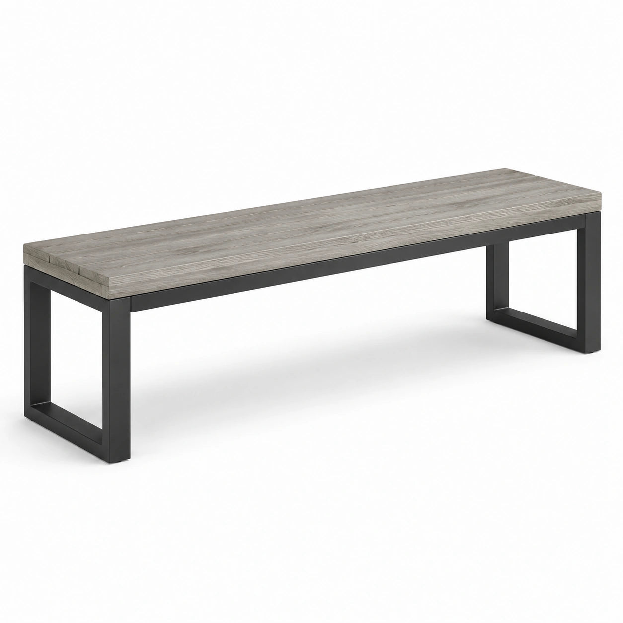 Banco de madera y metal gris y negro 140x35x45 cm