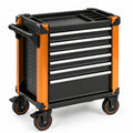 Carro de herramientas con ruedas de acero y plástico negro/naranja 6 cajones