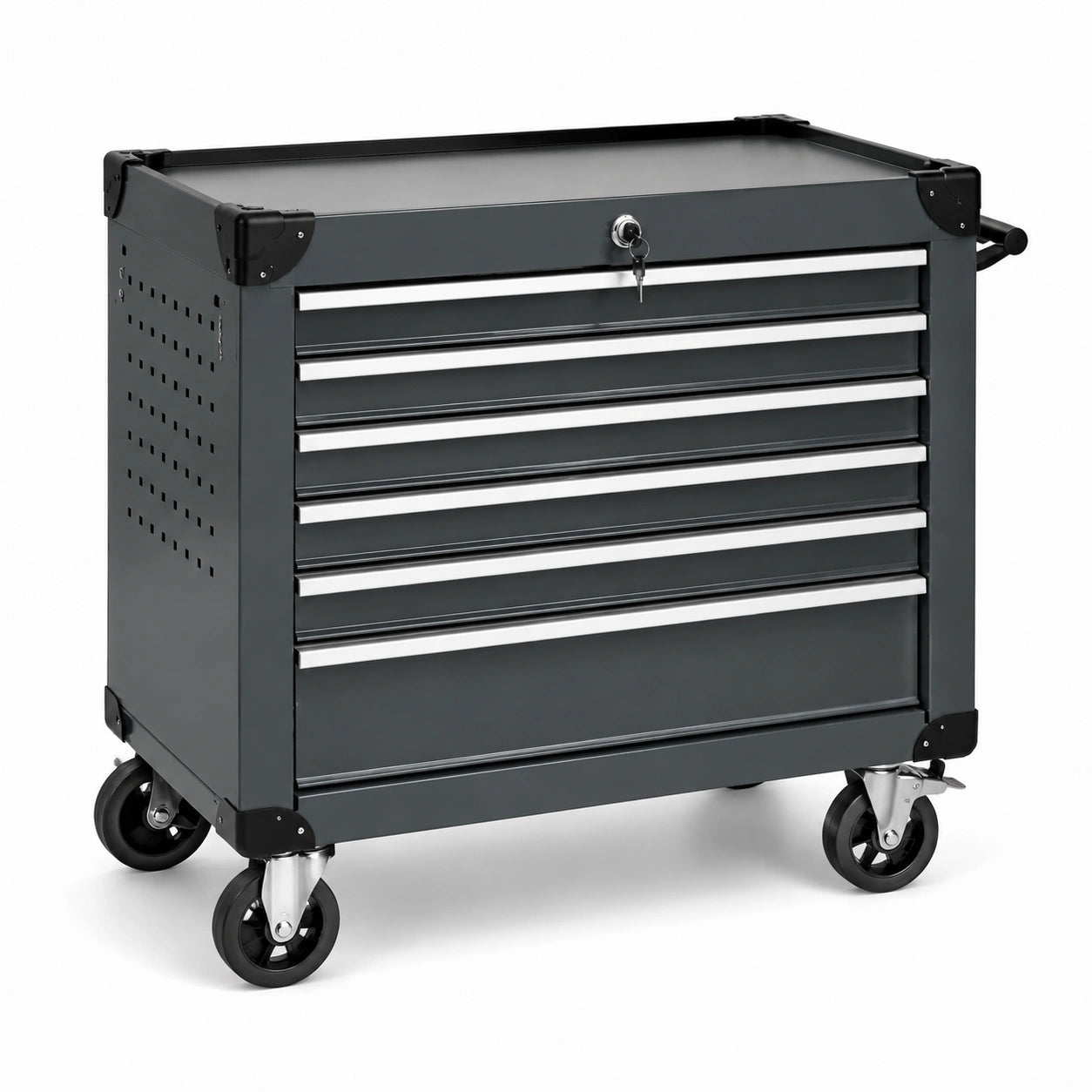 Carro de herramientas de metal con 6 cajones y ruedas 85x70x35 cm