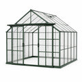 Invernadero de aluminio y policarbonato verde transparente
