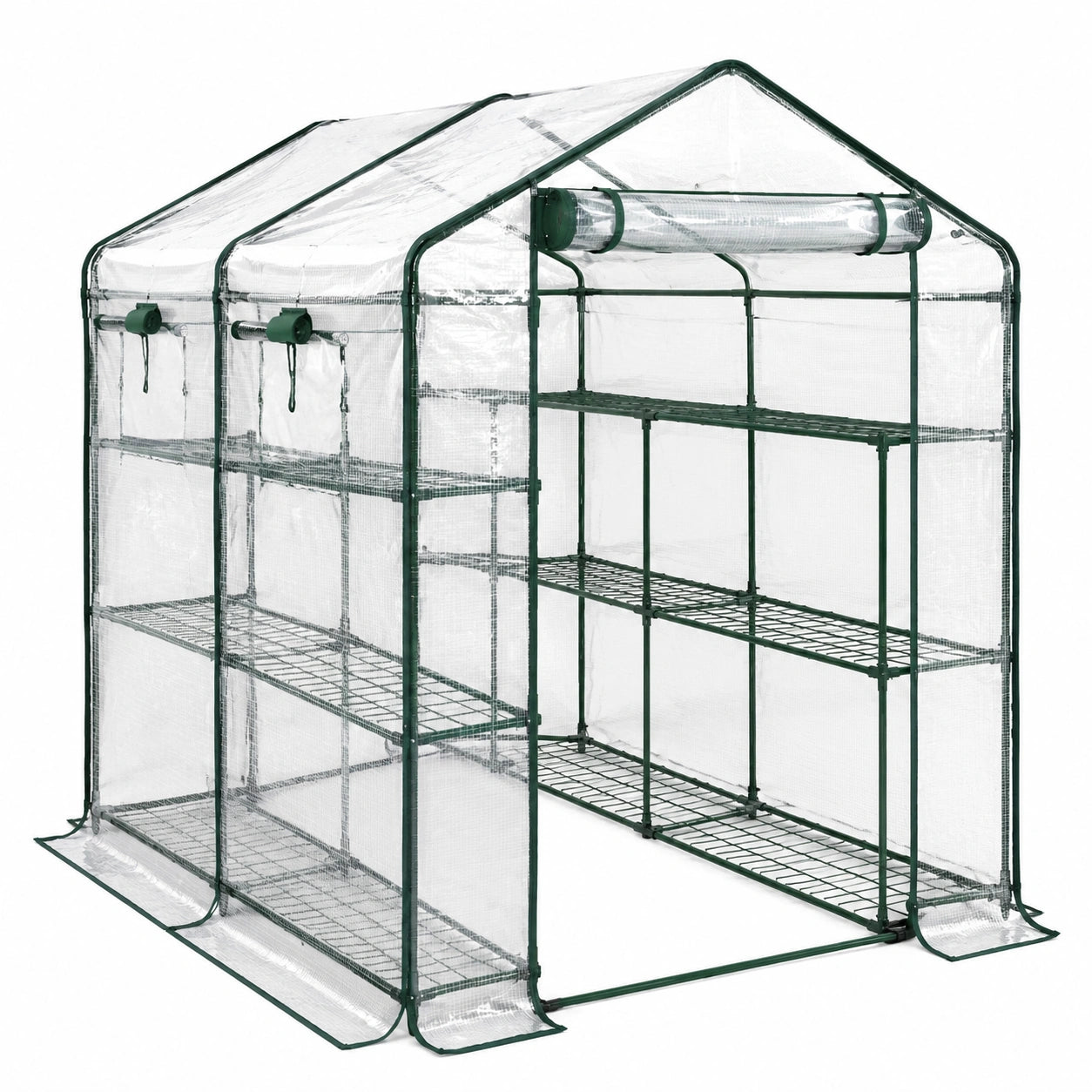 Invernadero de jardín con estructura de acero y cubierta de PVC 143x143x195 cm